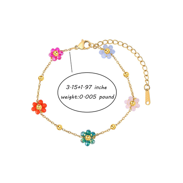 Wholesale Stainless Steel Electroplated Floral Necklace And Bracelet Set For Women