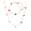 Wholesale Stainless Steel Electroplated Floral Necklace And Bracelet Set For Women