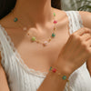 Wholesale Stainless Steel Electroplated Floral Necklace And Bracelet Set For Women