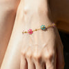 Wholesale Stainless Steel Electroplated Floral Necklace And Bracelet Set For Women