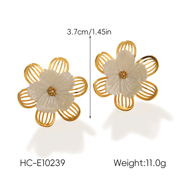 Wholesale Stainless Steel Electroplated Flower Earrings For Women