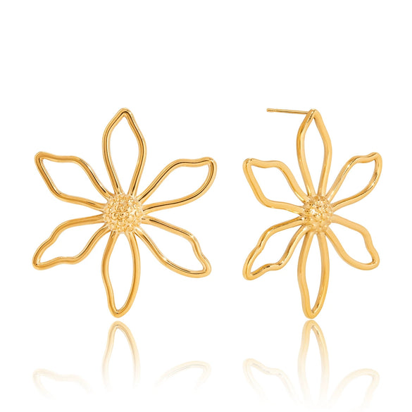 Wholesale Stainless Steel Electroplated Flower Earrings For Women