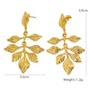Wholesale Stainless Steel Electroplated Flower Leaf Pendant Earrings Jewelry For Women