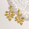 Wholesale Stainless Steel Electroplated Flower Leaf Pendant Earrings Jewelry For Women