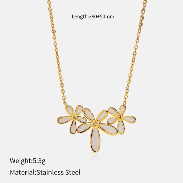 Wholesale Stainless Steel Electroplated Flower Necklace And Bracelet Set For Women