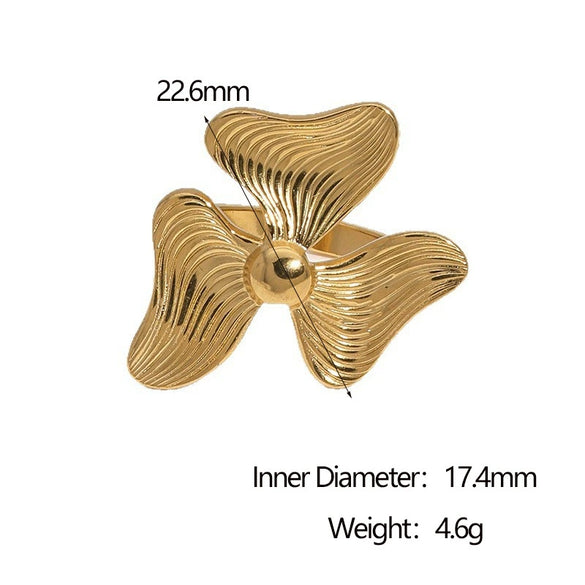 Wholesale Stainless Steel Electroplated Flower Pattern Open Ring Hand Jewelry For Women