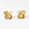 Wholesale 316 Stainless Steel Electroplated Flower Pattern Petal Earrings For Women Light Luxury Style