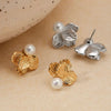 Wholesale 316 Stainless Steel Electroplated Flower Pattern Petal Earrings For Women Light Luxury Style