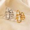 Wholesale Stainless Steel Electroplated Flowershaped Open Ring For Women