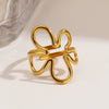 Wholesale Stainless Steel Electroplated Flowershaped Open Ring For Women