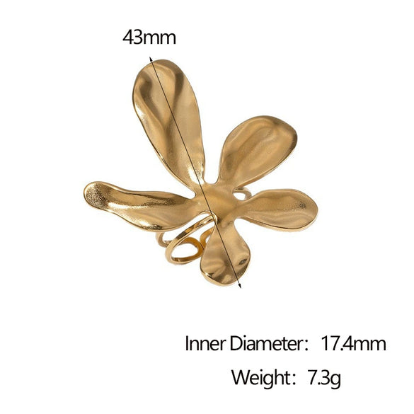 Wholesale Stainless Steel Electroplated Flowershaped Open Ring Hand Jewelry For Women