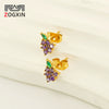 Wholesale 316L Stainless Steel Electroplated Fruitshaped Inlaid Zircon Women's Earrings