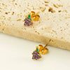 Wholesale 316L Stainless Steel Electroplated Fruitshaped Inlaid Zircon Women's Earrings