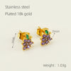 Wholesale 316L Stainless Steel Electroplated Fruitshaped Inlaid Zircon Women's Earrings