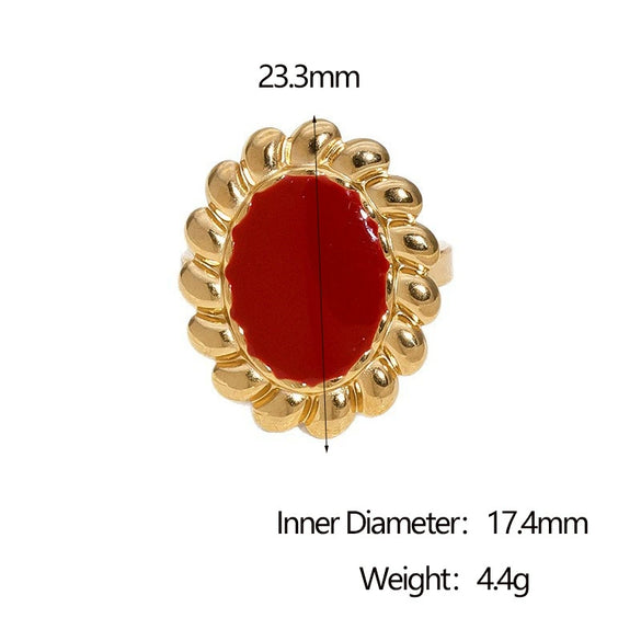Wholesale Stainless Steel Electroplated Geometric And Floral Pattern Open Ring Women's Jewelry