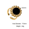 Wholesale Stainless Steel Electroplated Geometric And Floral Pattern Open Ring Women's Jewelry
