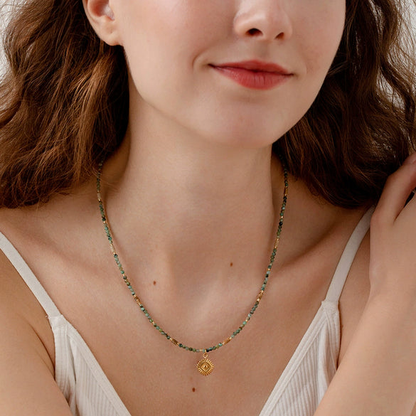 Wholesale Stainless Steel Electroplated Geometric And Heart Shape Pendant Oshaped Chain Necklace For Women