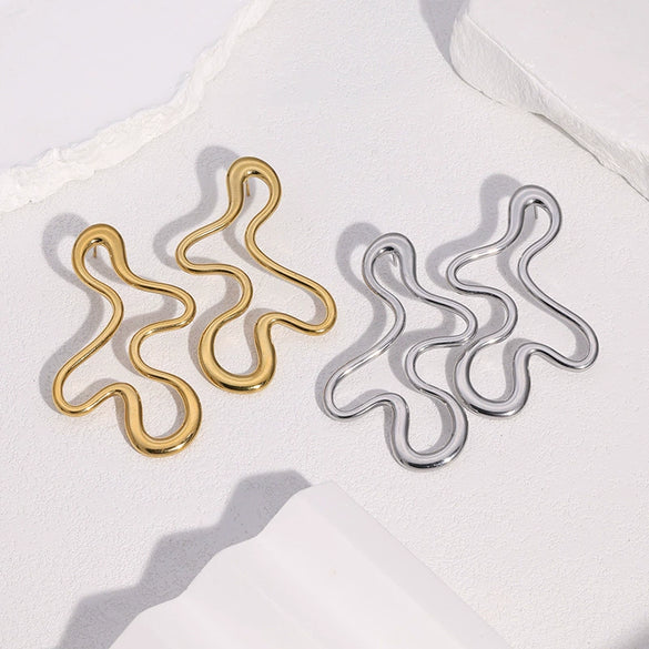 Wholesale Stainless Steel Electroplated Geometric Asymmetrical Earrings For Women