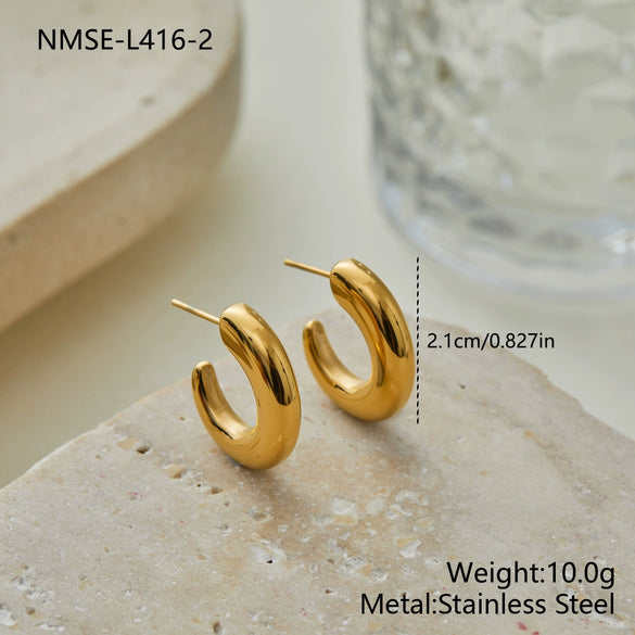 Wholesale Stainless Steel Electroplated Geometric Crescent Cshaped Earrings For Women