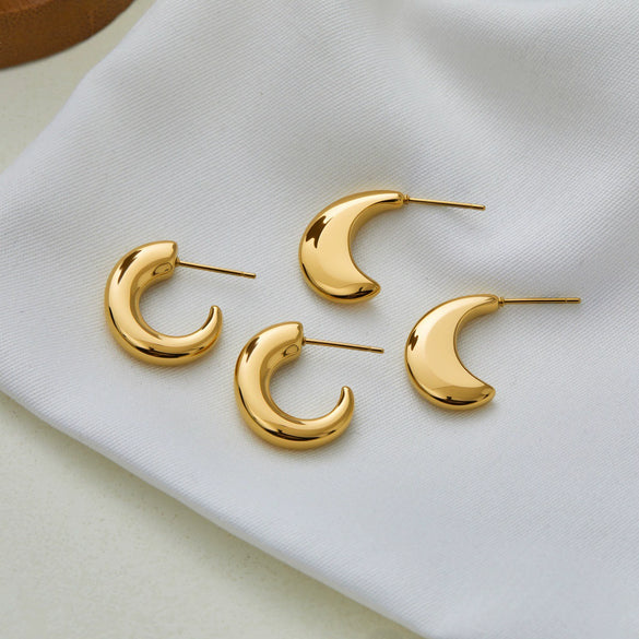 Wholesale Stainless Steel Electroplated Geometric Crescent Cshaped Earrings For Women