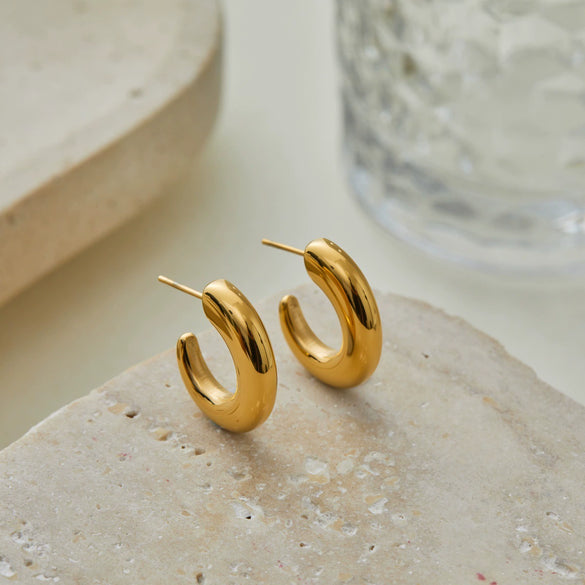 Wholesale Stainless Steel Electroplated Geometric Crescent Cshaped Earrings For Women