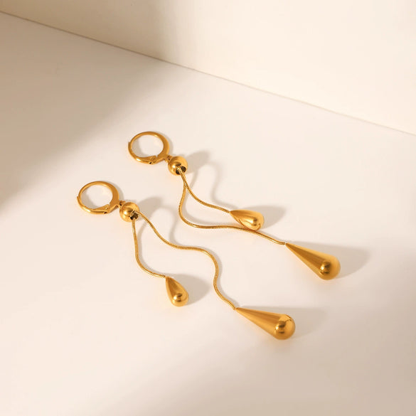 Wholesale Stainless Steel Electroplated Geometric Drop Shape Tassel Earrings For Women