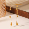 Wholesale Stainless Steel Electroplated Geometric Drop Shape Tassel Earrings For Women