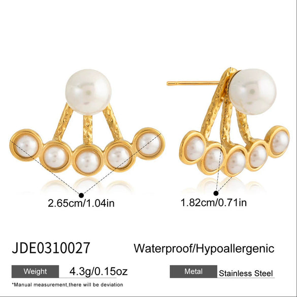 Wholesale Stainless Steel Electroplated Geometric Fanshaped Earrings For Women