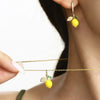 Wholesale Stainless Steel Electroplated Geometric Ferris Wheel Lemon Pendant Earrings For Women
