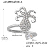 Wholesale Stainless Steel Electroplated Geometric Ferris Wheel Seahorse Octopus Shell Inlaid Ring For Women