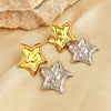 Wholesale Stainless Steel Electroplated Geometric Fivepointed Star Earrings For Women