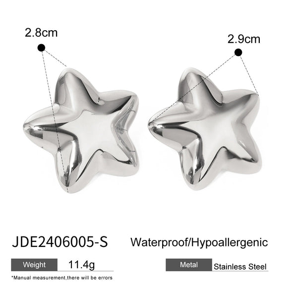 Wholesale Stainless Steel Electroplated Geometric Fivepointed Star Earrings Jewelry For Women