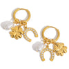 Wholesale Stainless Steel Electroplated Geometric Fourleaf Clover Horseshoe Women's Earrings