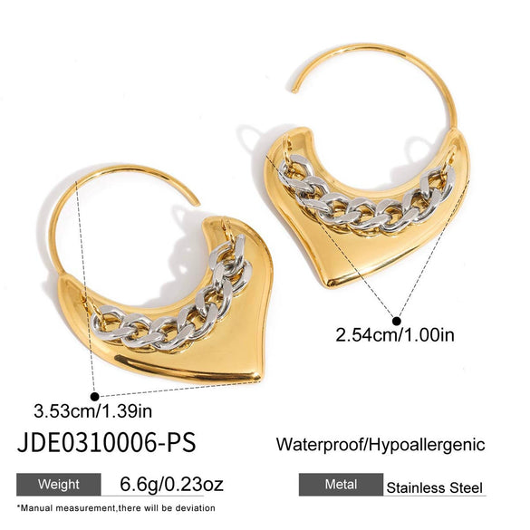 Wholesale Stainless Steel Electroplated Geometric Heart Earrings For Women