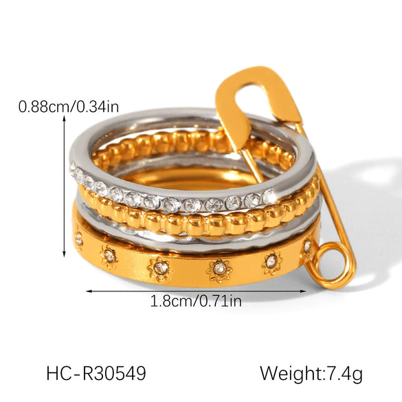Wholesale Stainless Steel Electroplated Geometric Heartshaped Zircon Bracelet And Ring Jewelry