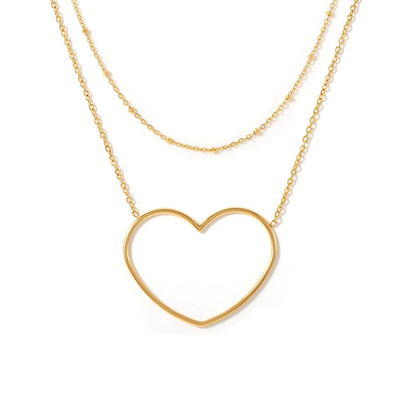 Wholesale 316L Stainless Steel Electroplated Geometric Hollow Love Stacked Collarbone Chain Light Luxury Necklace For Women