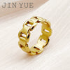 Wholesale Stainless Steel Electroplated Geometric Hollow Simple Design Unisex Ring