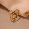 Wholesale Stainless Steel Electroplated Geometric Inlaid Zircon Open Ring Women's Jewelry