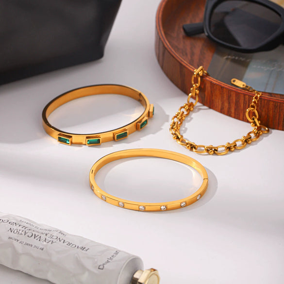 Wholesale Stainless Steel Electroplated Geometric Ins Style Bracelets With Zircon