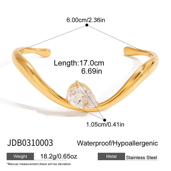 Wholesale Stainless Steel Electroplated Geometric Ins Style White Zircon Bracelet