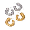 Wholesale Stainless Steel Electroplated Geometric Irregular Corrugated Cshaped Women's Earrings