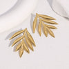 Wholesale Stainless Steel Electroplated Geometric Leaf Design Women's Minimalist Earrings