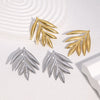Wholesale Stainless Steel Electroplated Geometric Leaf Design Women's Minimalist Earrings