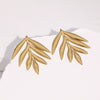 Wholesale Stainless Steel Electroplated Geometric Leaf Design Women's Minimalist Earrings