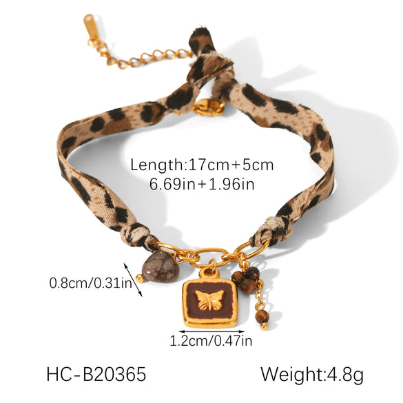 Wholesale Stainless Steel Electroplated Geometric Leopard Print Jewelry Pendant Necklace And Bracelet For Women