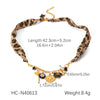 Wholesale Stainless Steel Electroplated Geometric Leopard Print Jewelry Pendant Necklace And Bracelet For Women