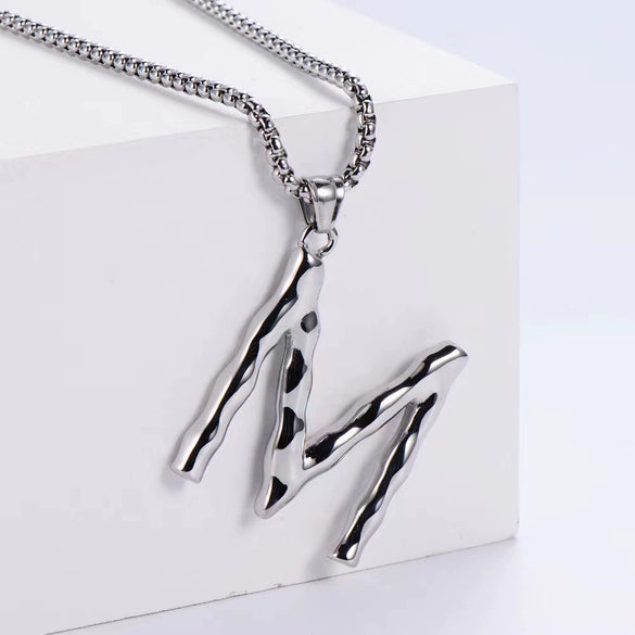 Wholesale Stainless Steel Electroplated Geometric Light Luxury Crown And English Letters Clavicle Necklace