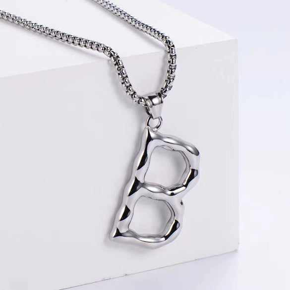 Wholesale Stainless Steel Electroplated Geometric Light Luxury Crown And English Letters Clavicle Necklace