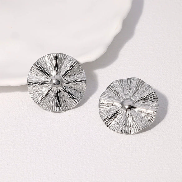 Wholesale Stainless Steel Electroplated Geometric Lotus Leaf Design Earrings For Women