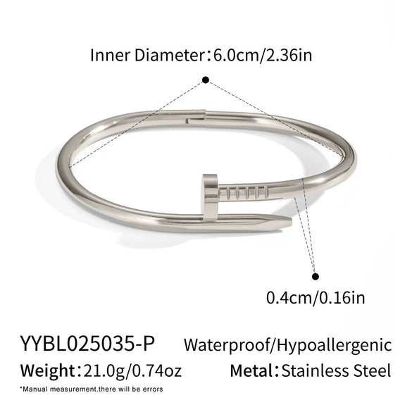 Wholesale Stainless Steel Electroplated Geometric Nailshaped Bracelet And Ring Set For Women